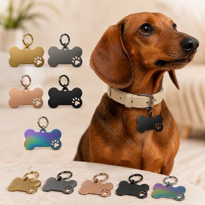 MEDALLAS PARA MASCOTAS NEGRA Y DORADA