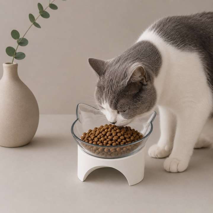 COMEDERO ELEVADO CARA DE GATO